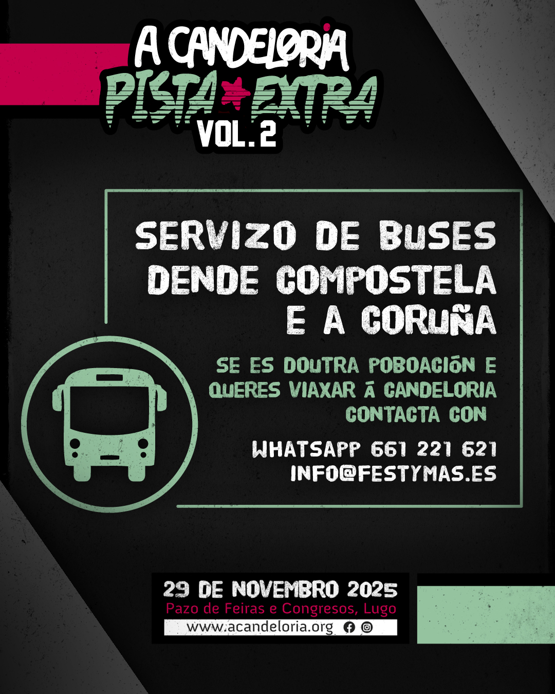 Teremos servizo de buses dende Coruña e Compos