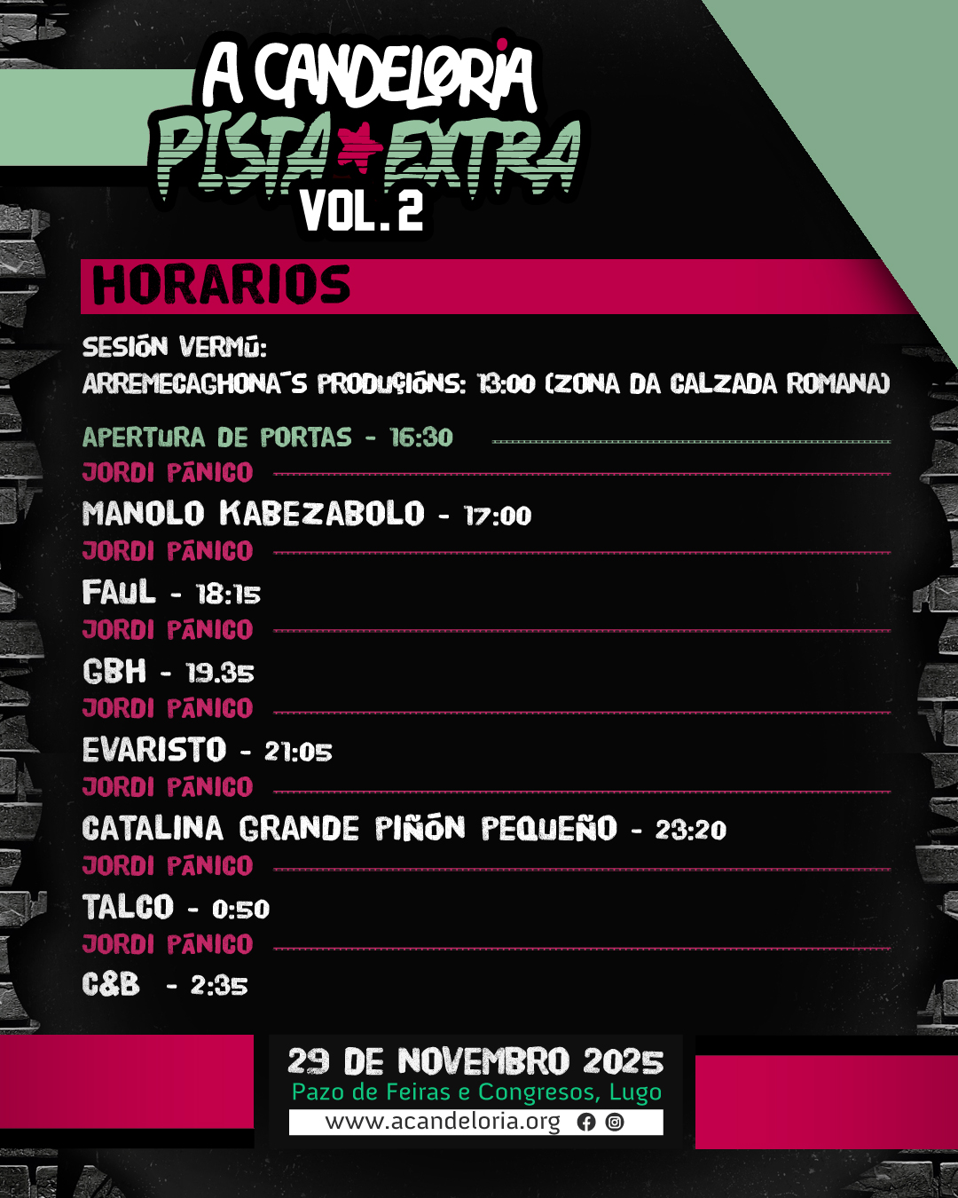 Xa publicados os horarios da Pista Extra!